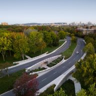 Provencher Roy mixes recycled glass into concrete of sculptural Quebec bridge