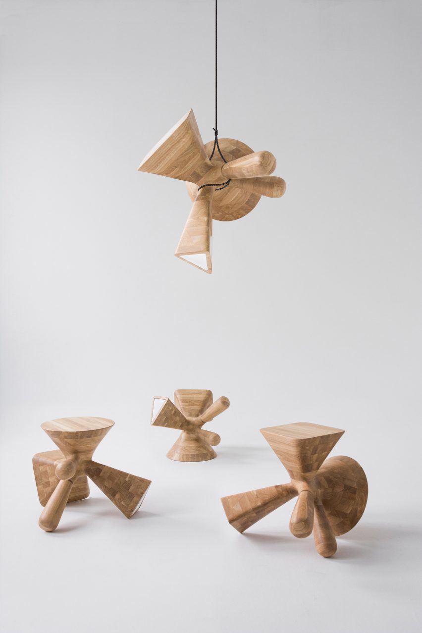 Suspended wooden furniture