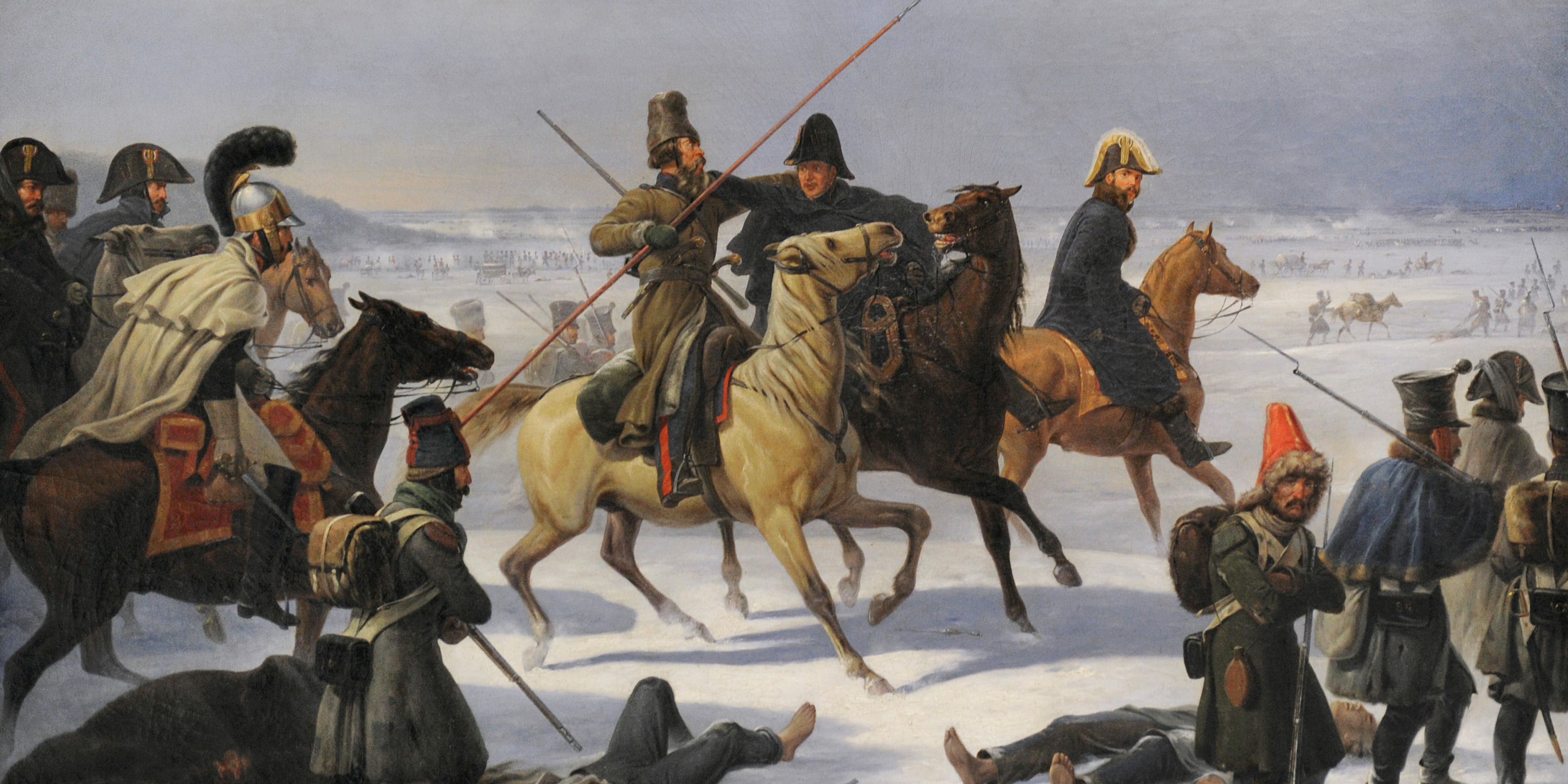 The French Army retreats from Moscow in this painting by Polish artist January Suchodolski (1797-1875).