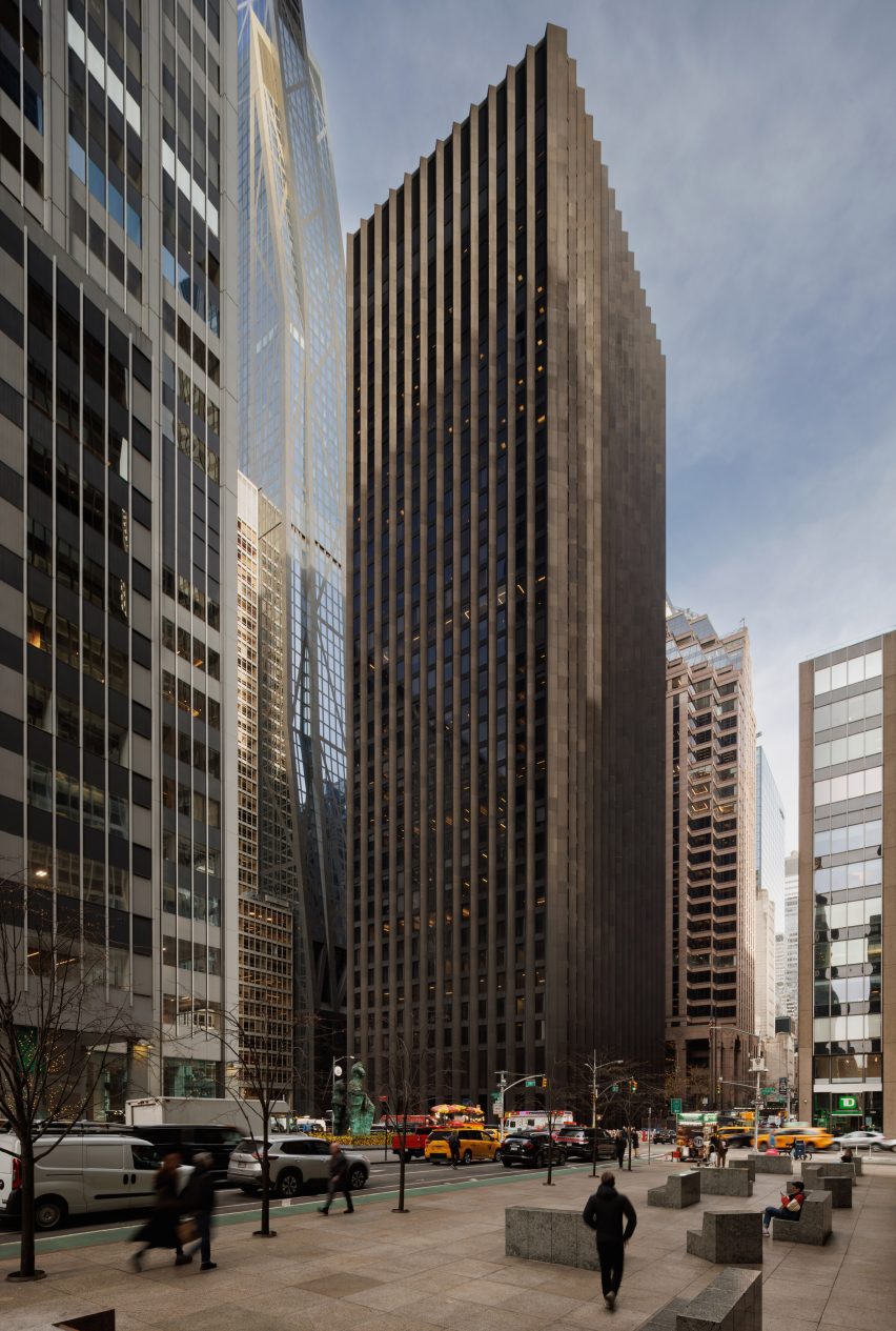 Street view of renovated Black Rock skyscraper