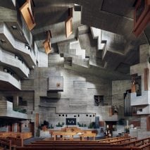 Brutalist church captured in the Sacred Modernity book