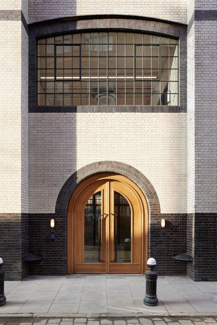 Entrance to newly renovated Voysey House in London